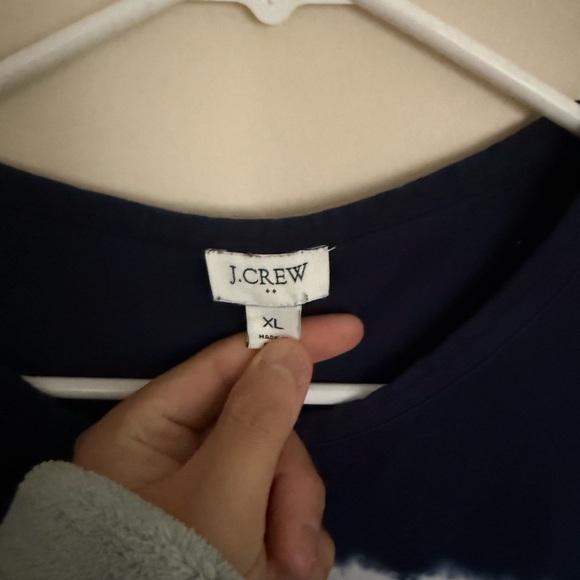 J. Crew Women’s Size XL Blue and White Tie-Dye Stripe Shirt Dress Summer Boho - Picture 3 of 8